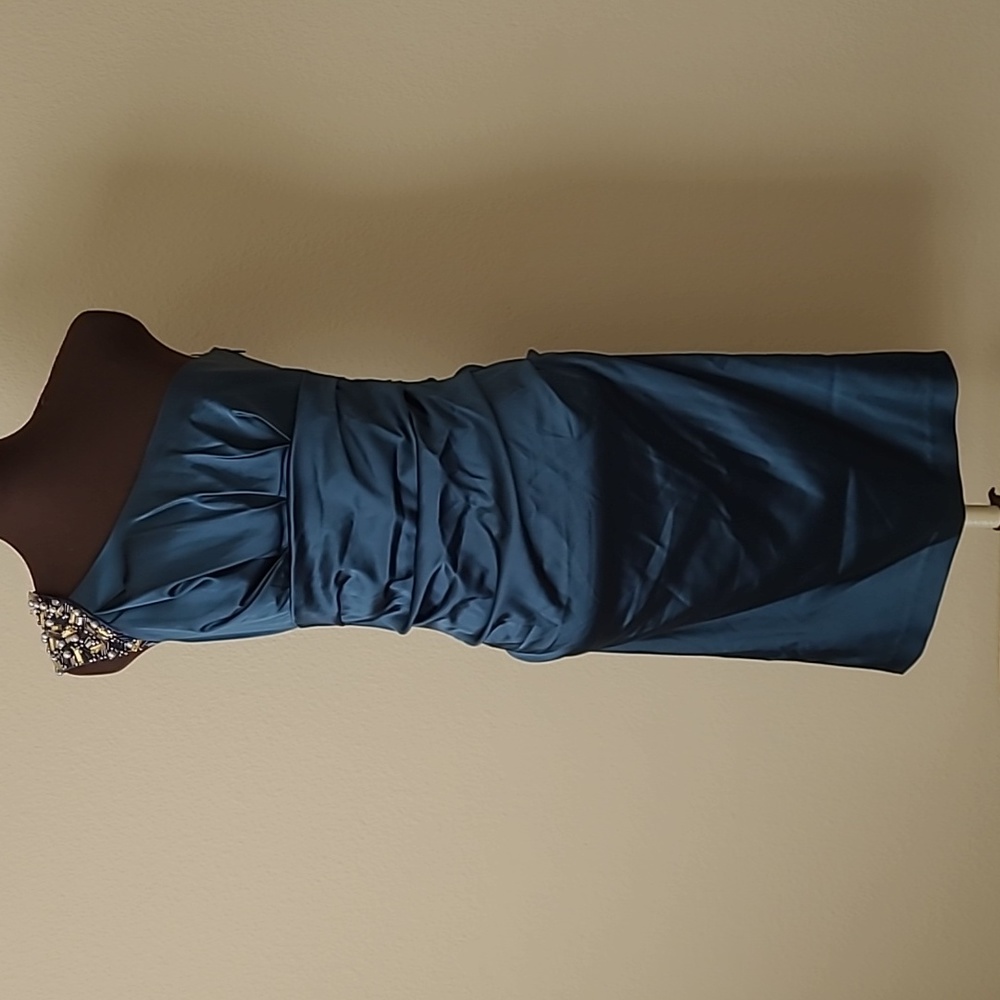 Suzi Chin Maggie London Teal Blue Cocktail Dress Size 4